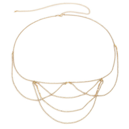 Metal Claw Chain Diamond U-Shaped Tassel Waist Chain